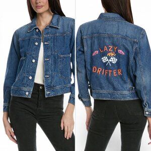 MOTHER Lazy Drifter Embroidered Denim Jacket Shrunken Daybreak Drifter Size S